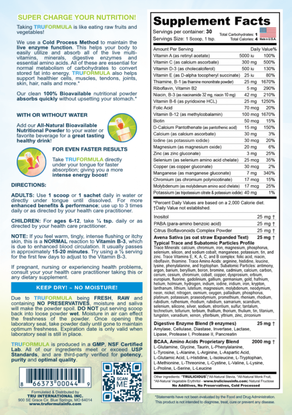 TRUFORMULA Ingredients